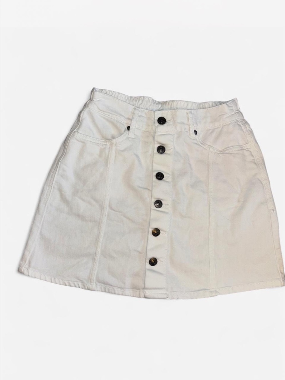 Aerie White Button-Front Mini Skirt with Buttons